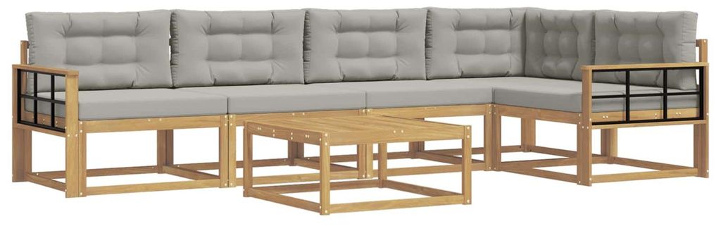 vidaXL Outdoor-Sofagarnitur 6 pcs Weiß und Hellgrau 79 x 79 x 37 cm