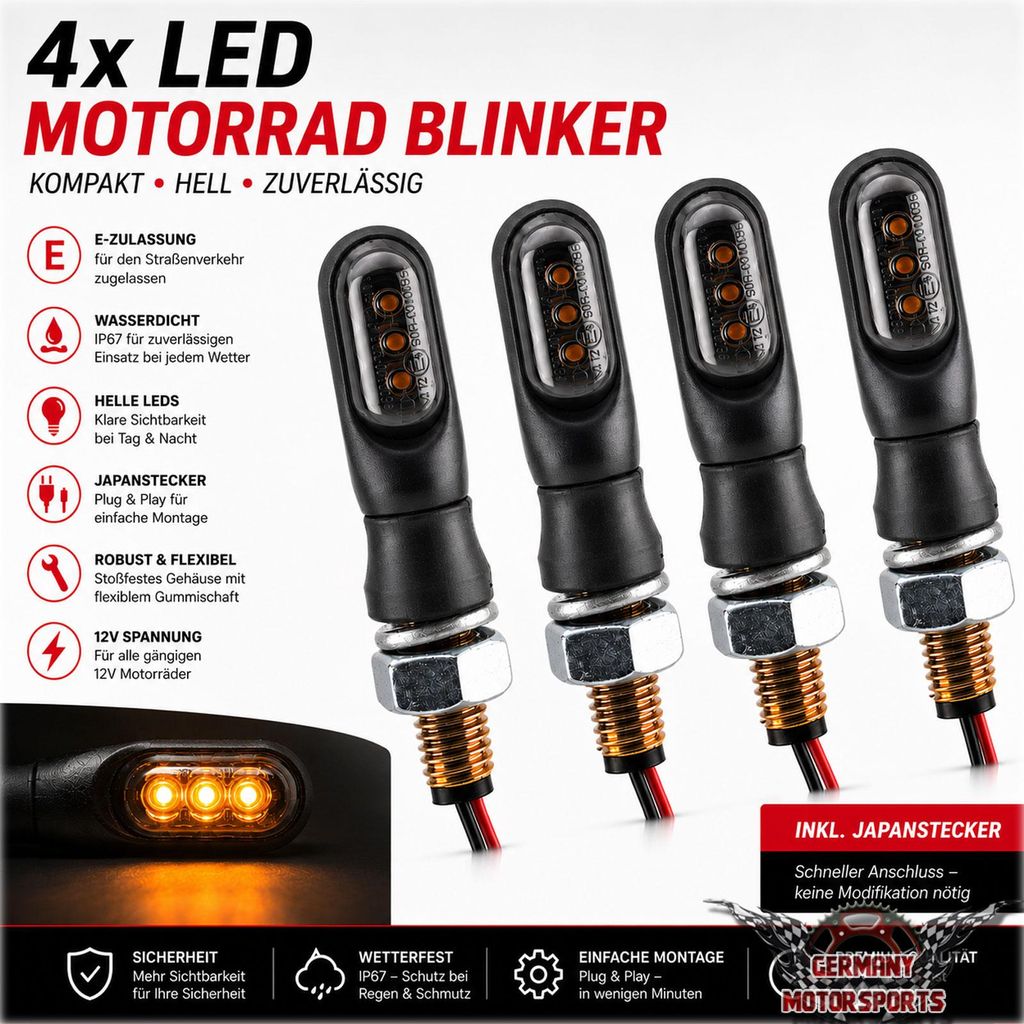 LED Blinker Spark schwarz getönt 4er Set Produktbild 