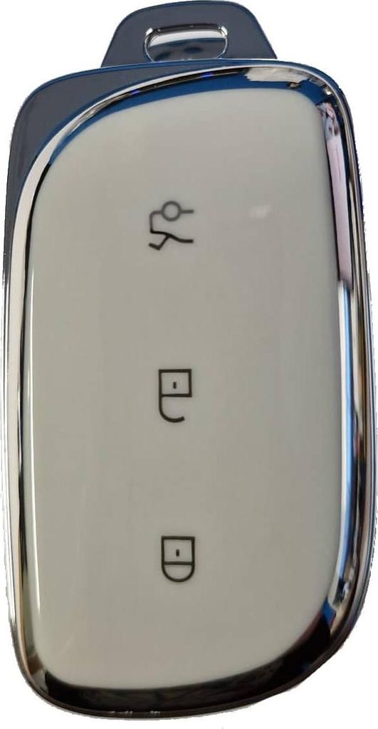 Dutch Shield - TPU Autoschlüssel Hülle für das Lync & Co Schlüssel - Schutzhülle Schlüsselhülle Cover 02 Weiß, Chrom