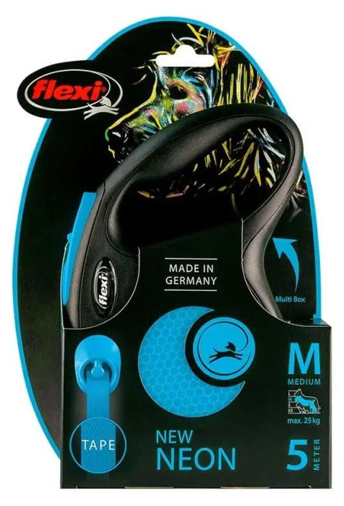 Flexi NEW NEON S, Gurt 5m, neon-blau Produktbild 