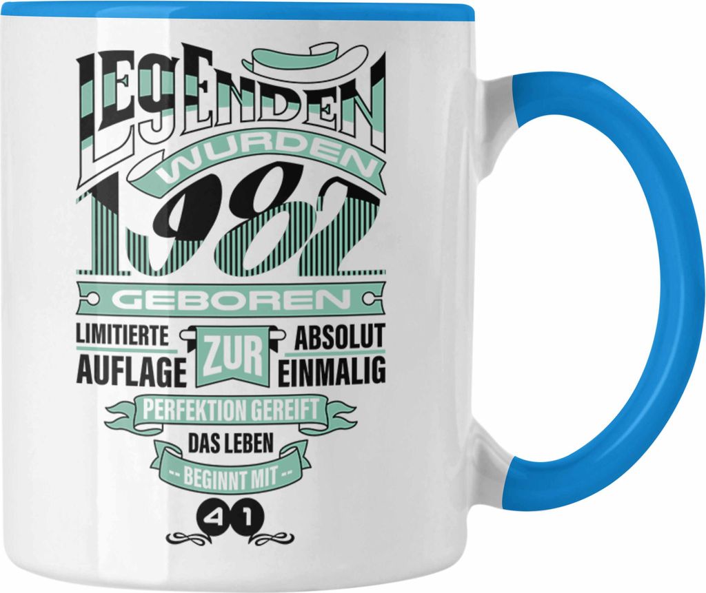 TRENDATION 40. Geburtstag Tasse Frau Mann Geschenk 40er Geschenkidee 40 Mutter Vater (Blau)