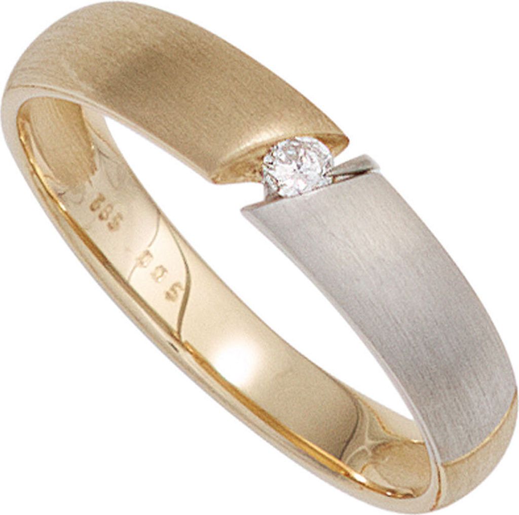 Ring Damenring mit Diamant Brillant 585 Gold Gelbgold matt Goldring Innenumfang 50mm Ø15.9mm