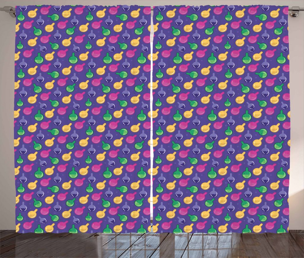 ABAKUHAUS Apotheker Rustikaler Gardine, Zaubertrank-Chemiker, Schlafzimmer Kräuselband Vorhang mit Schlaufen und Haken, 280 x 225 cm, Mehrfarbig