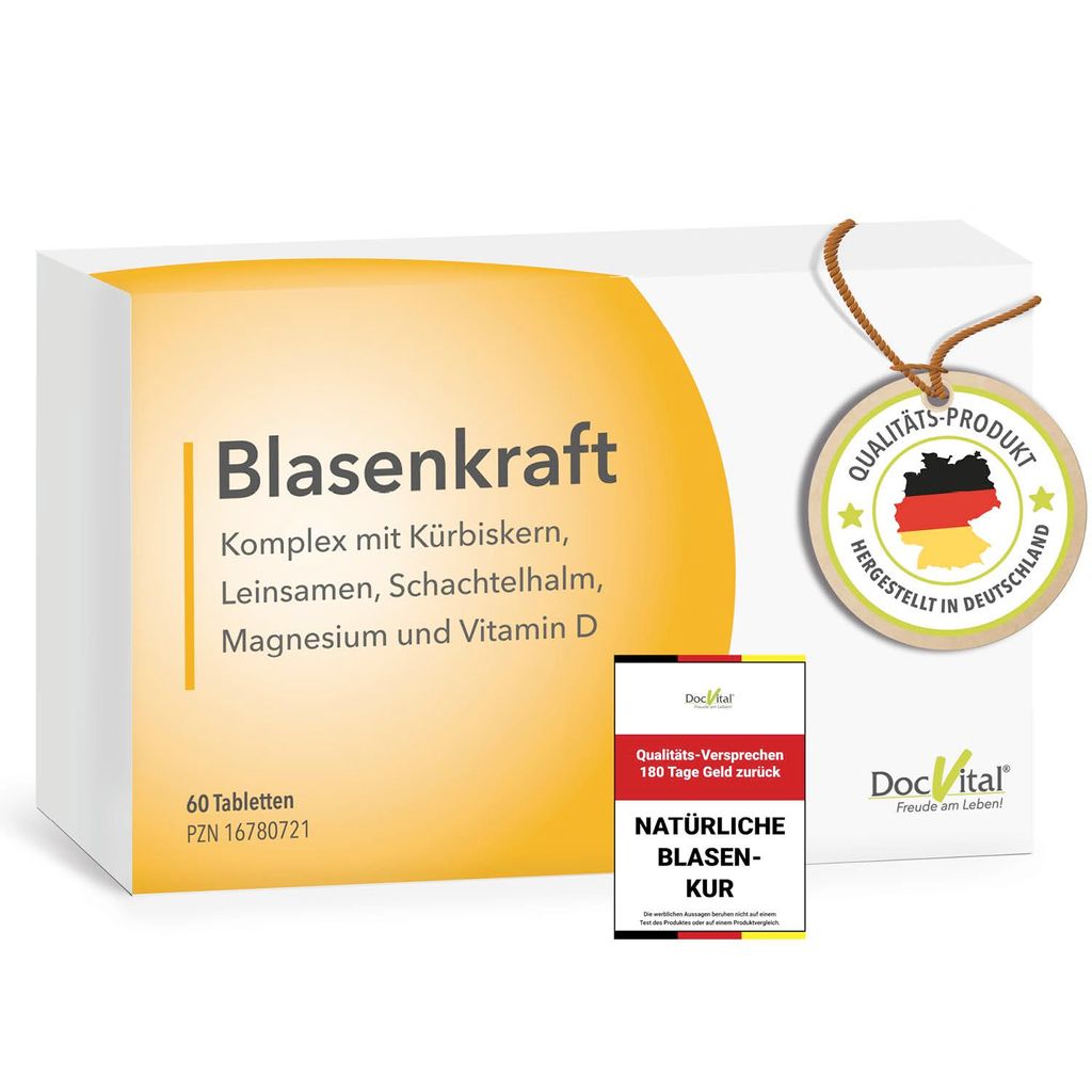DocVital Blasenkraft Blasen Tabletten hochdosiert - unterstützend bei Blasenschwäche & Inkontinenz - Komplex aus Schachtelhalmextrakt, Kürbisk...