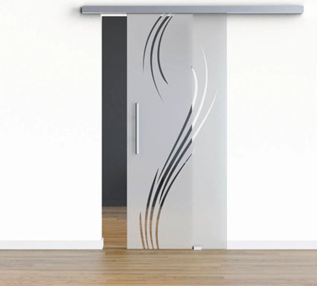 Pertura Glasschiebetür Komplettset Glera Essence 02 900x2050 mm Rechts inkl. Beschlag Selir Aluminium Edelstahloptik,Sta