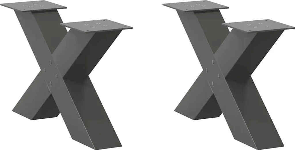 Supporti Tavolino Acciaio X-Shape 50x30 Antracite 2 Pezzi