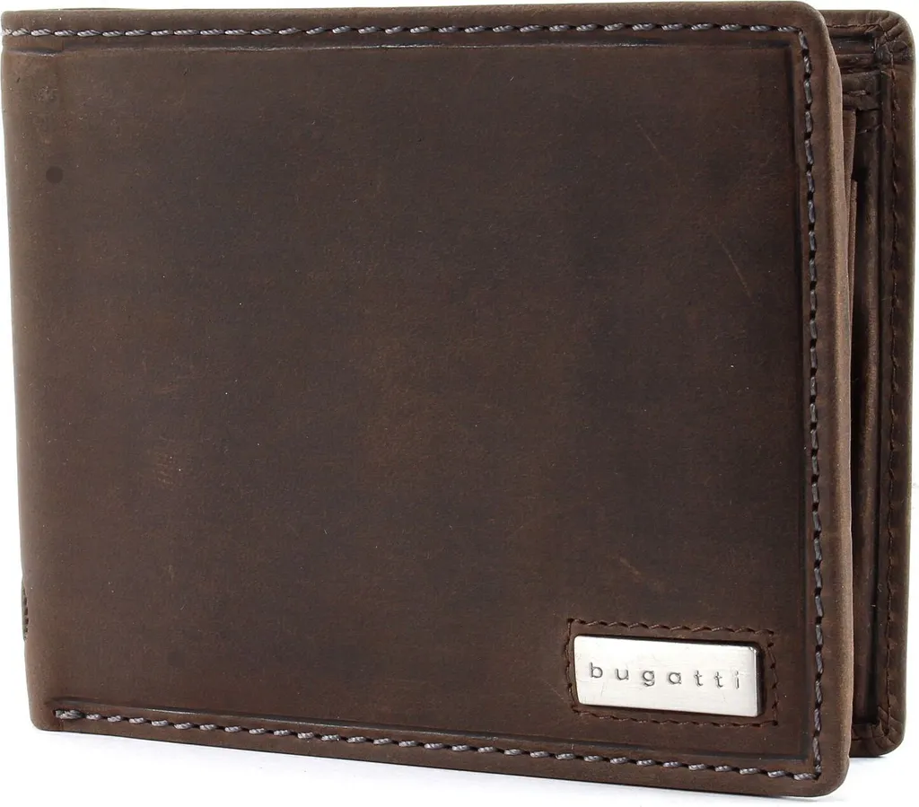 Portafoglio bugatti Hunter Marrone Pelle - Protezione RFID e Logo Metallo