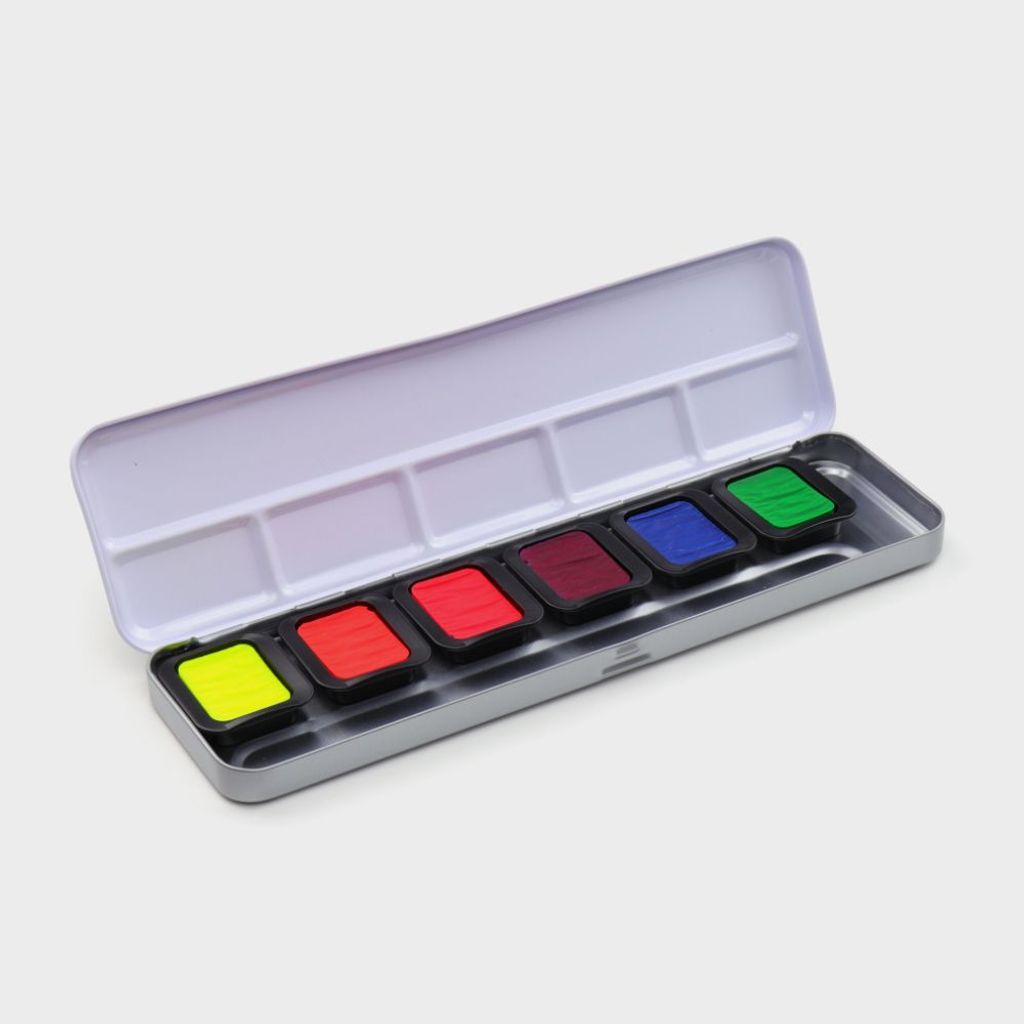 FINETEC Neonfarben in Metallkasten - - NEON Serie Premium 901 leuchtet im Dunkeln