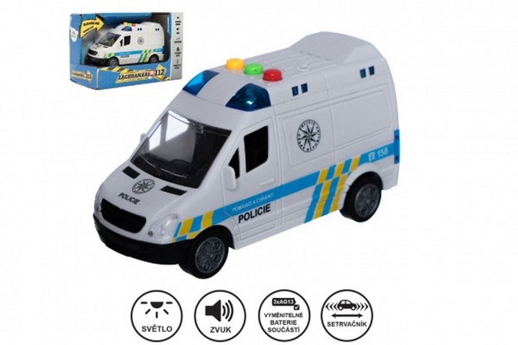 Auto Polícia dodávka 15cm plastová na zotrvačník na batérie Obrázok produktu 