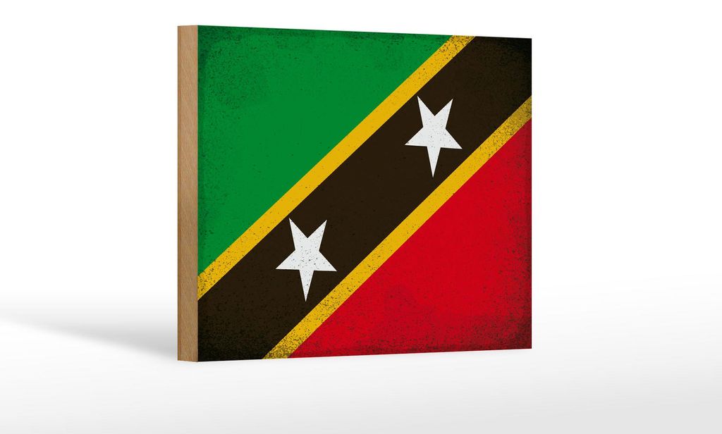 Holzschild Flagge St. Kitts und Nevis 18x12cm Flag Vintage Dekoration