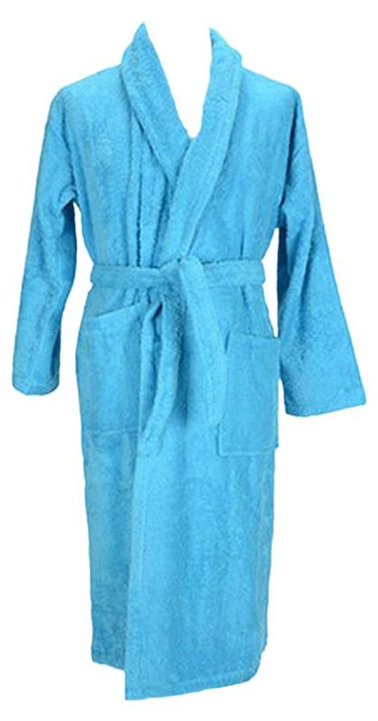 ARTG - Morgenmantel für Herren/Damen Uni, Schalkragen LT5006 (XXL) (Aquablau)
