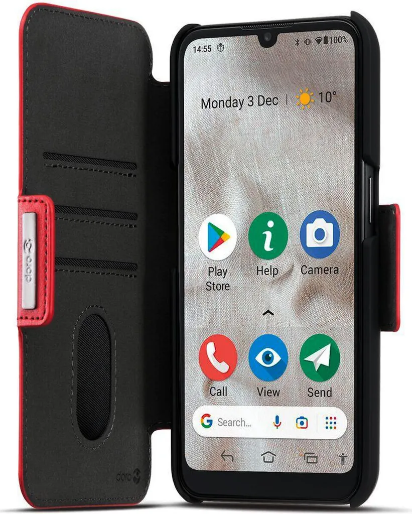 K-S-Trade Custodia per Doro 8050 Copertura Compatibile con Cellulare Compatibile con Doro 8050 Custodia di Protezione Copertina in Pelle Sintetica Marrone Grigio Scuro (1x