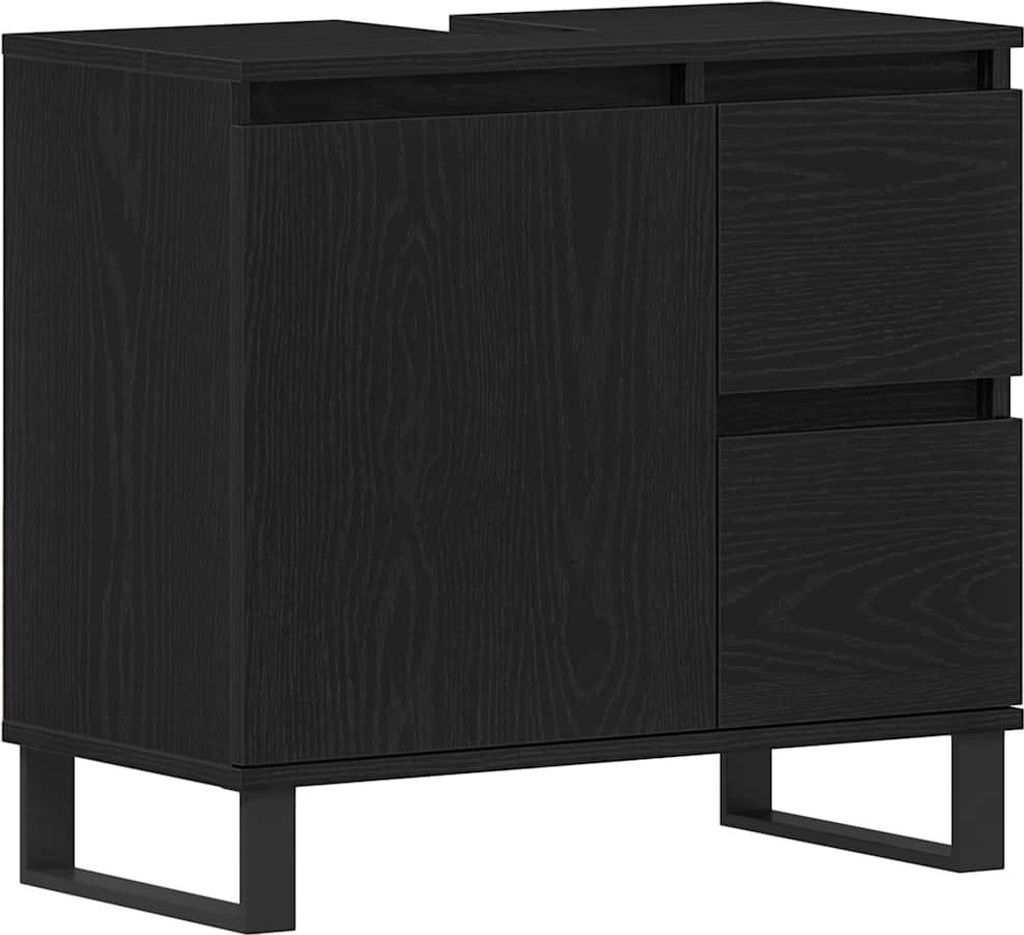 vidaXL Waschbeckenschrank mit Tür Schwarz Eichen-Optik 65 x 33 x 60 cm