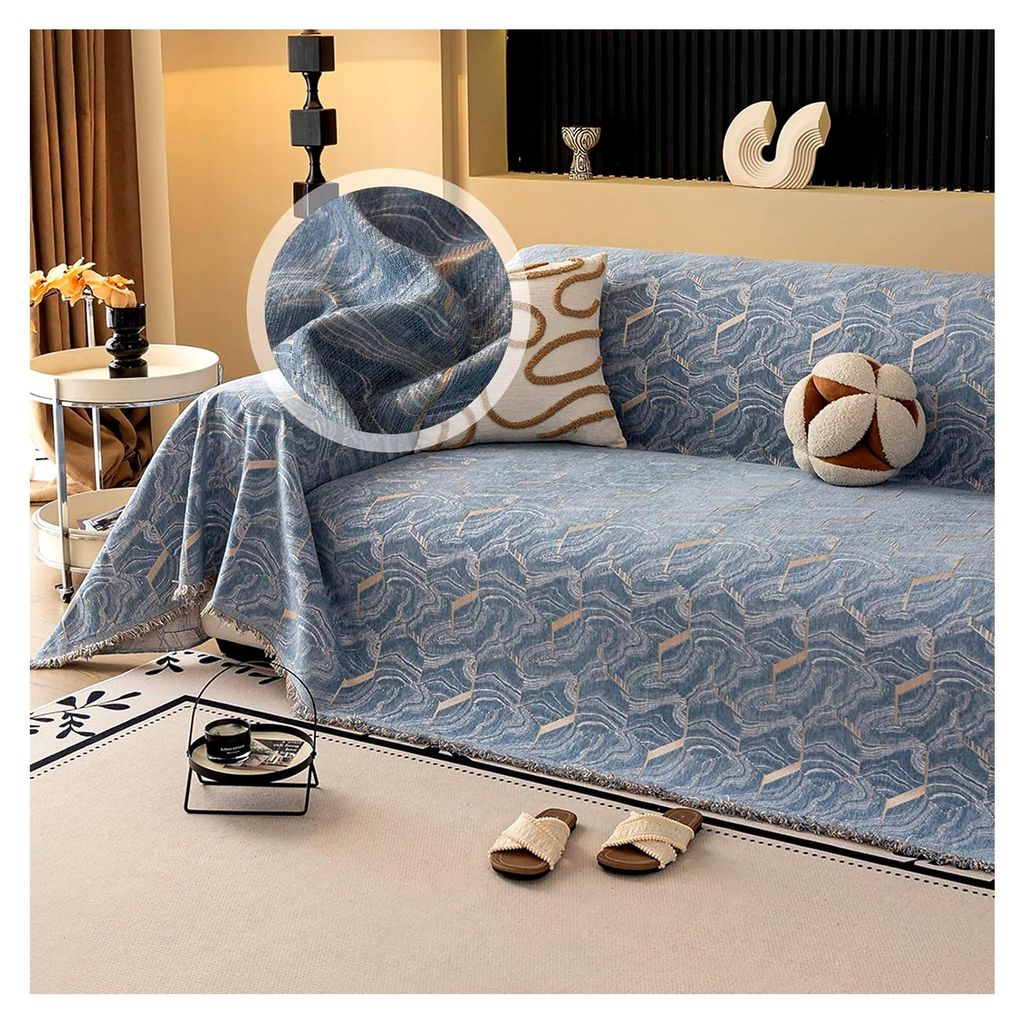 Dekorative Sofadecken, Sofaüberzug, Weicher Couchbezug für das Wohnzimmer, Vielseitiger Sofaüberwurf 180 * 300 cm - Blau