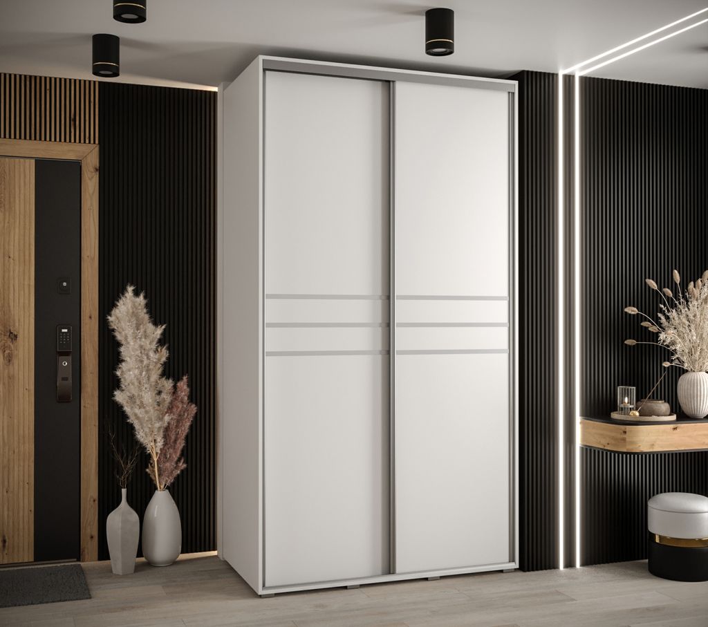 Kleiderschrank YVONA 10 - 130/60 cm, weiß/silber