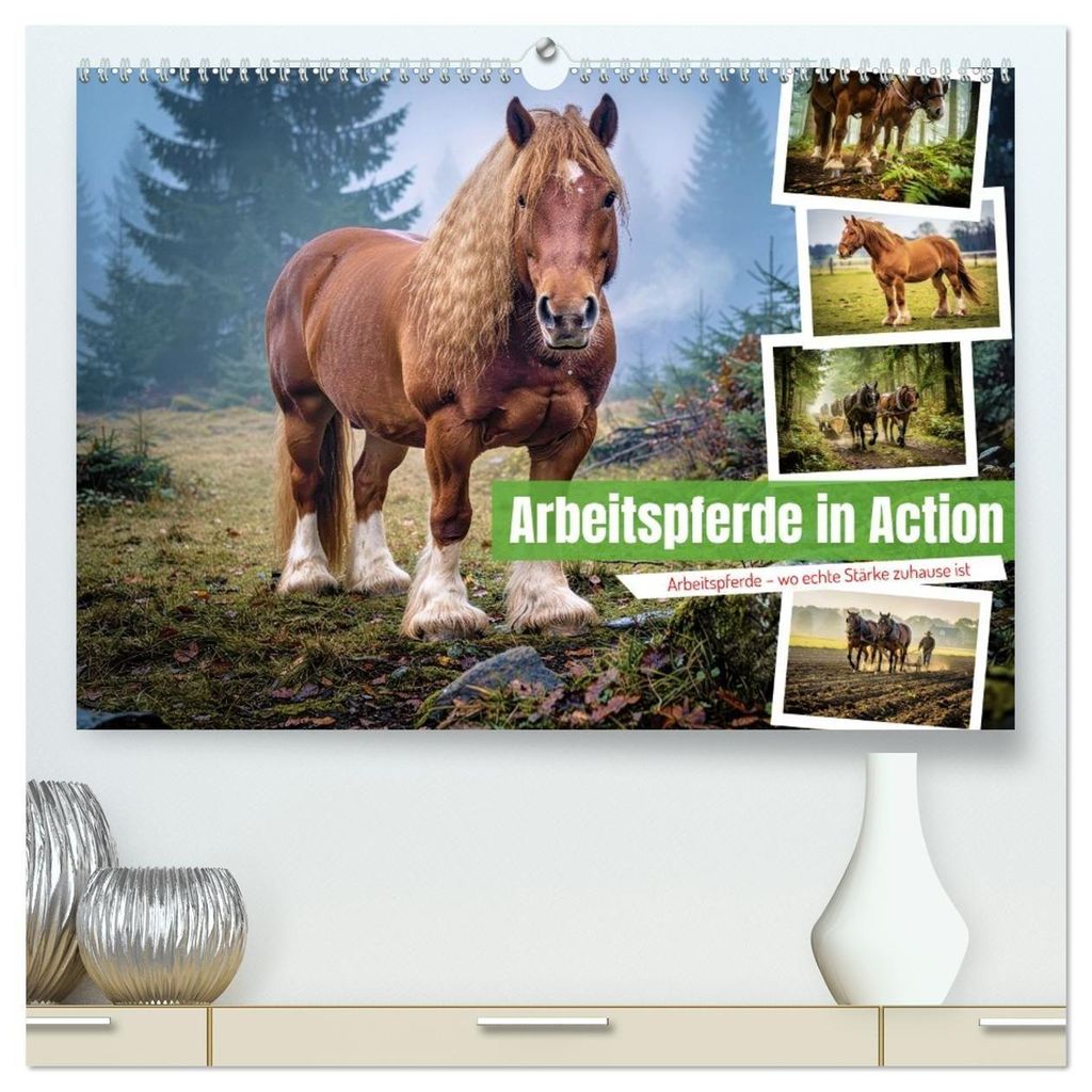 Arbeitspferde in Action (hochwertiger Premium Wandkalender 2027 DIN A2 quer), Kunstdruck in Hochglanz