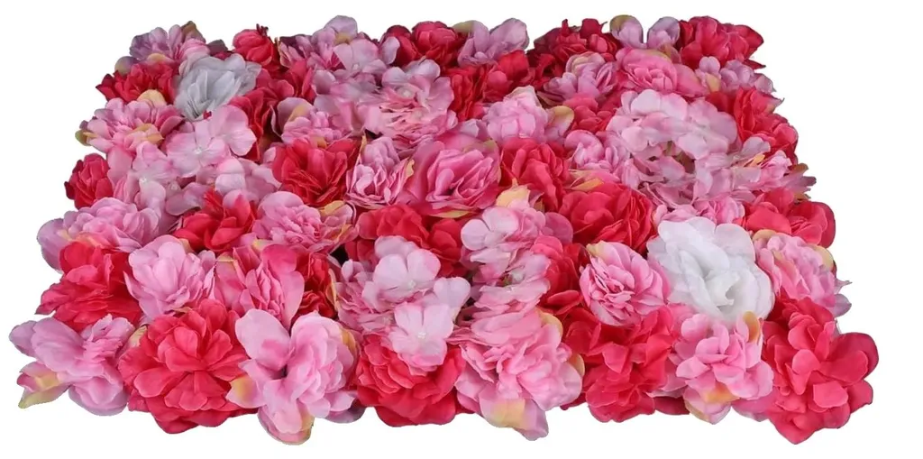 Fond de fleurs rouges pour mur de photobooth et réception de mariage