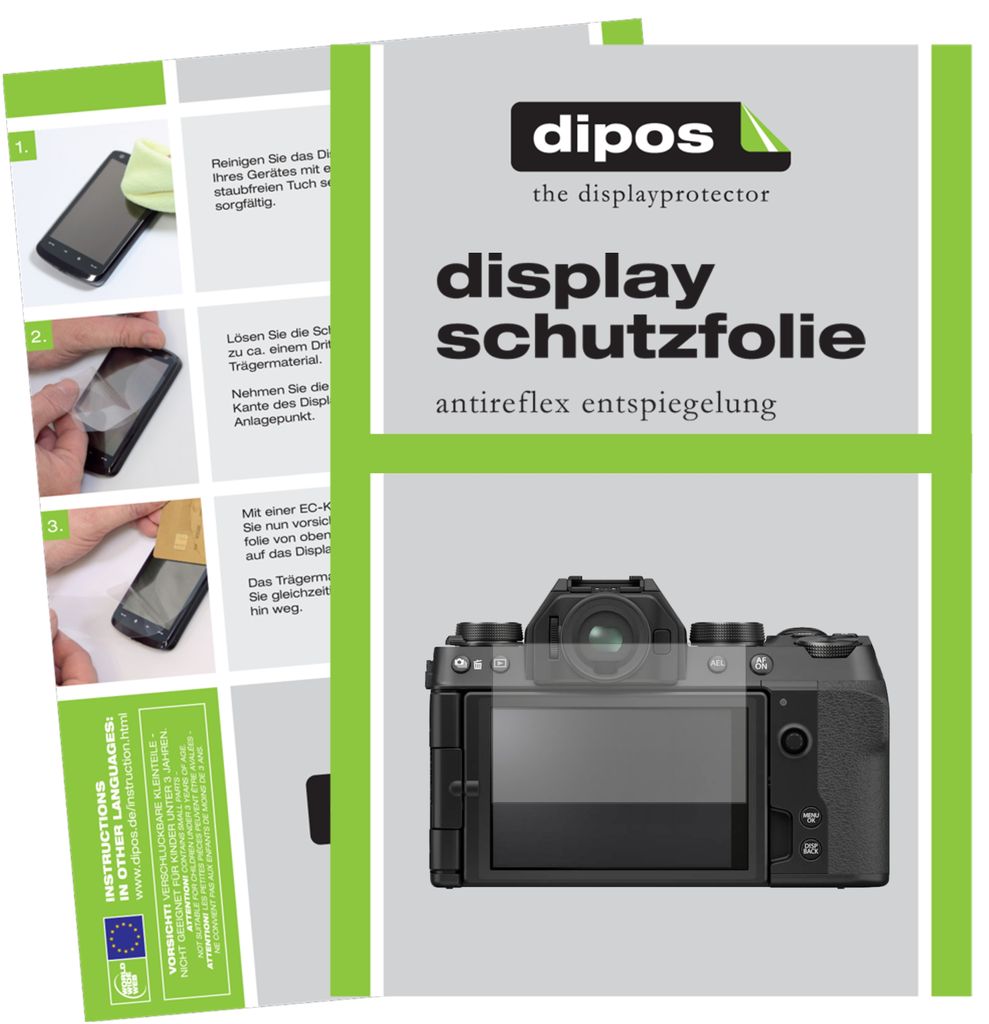 2x Schutzfolie für Fujifilm X-S10 matt Displayschutzfolie Folie Display Schutz dipos