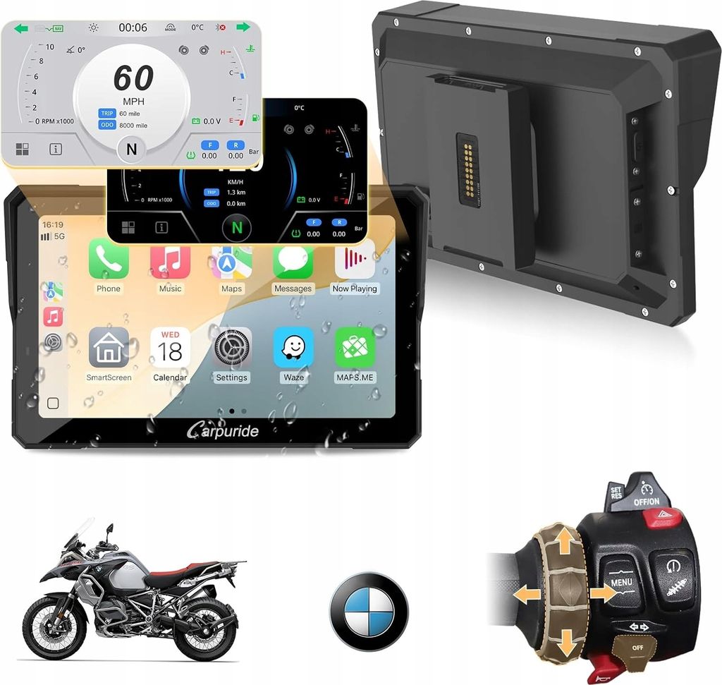 Carpuride W702BS Pro motocyklowy ekran Carplay BMW Wonder Zdjęcie produktu 