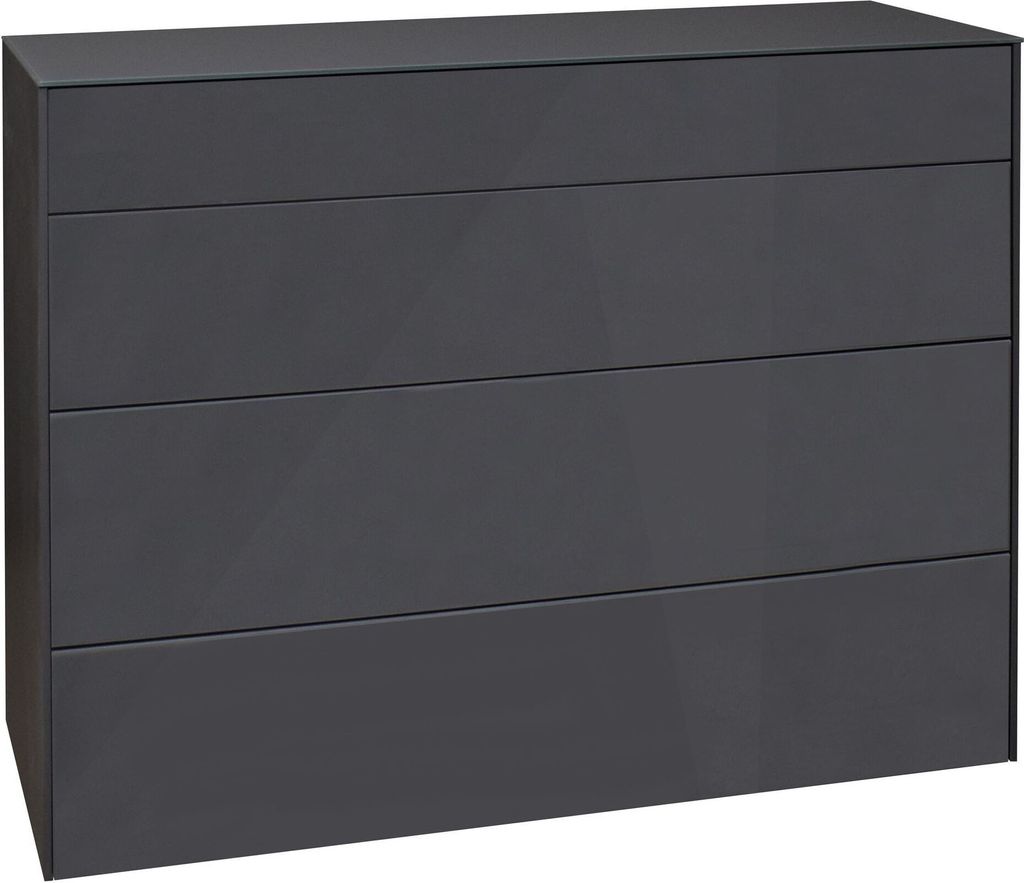 Kommode Elfi 121x42x89 Hochglanz Anthrazit/Glas Anthrazit 14792