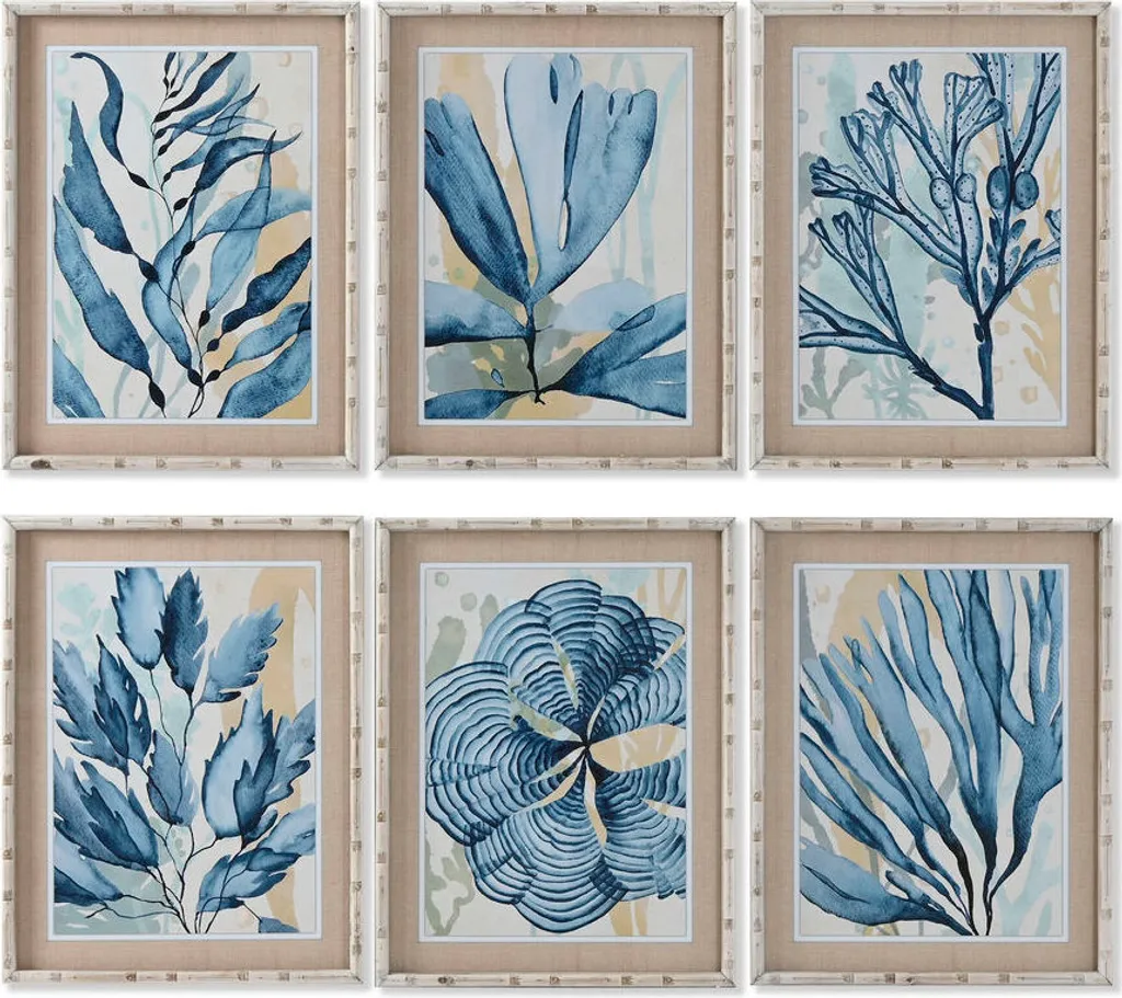 Cadre Mural Bleu ESPRIT 50 x 65 cm - Finition Premium Lot de 6 Unités