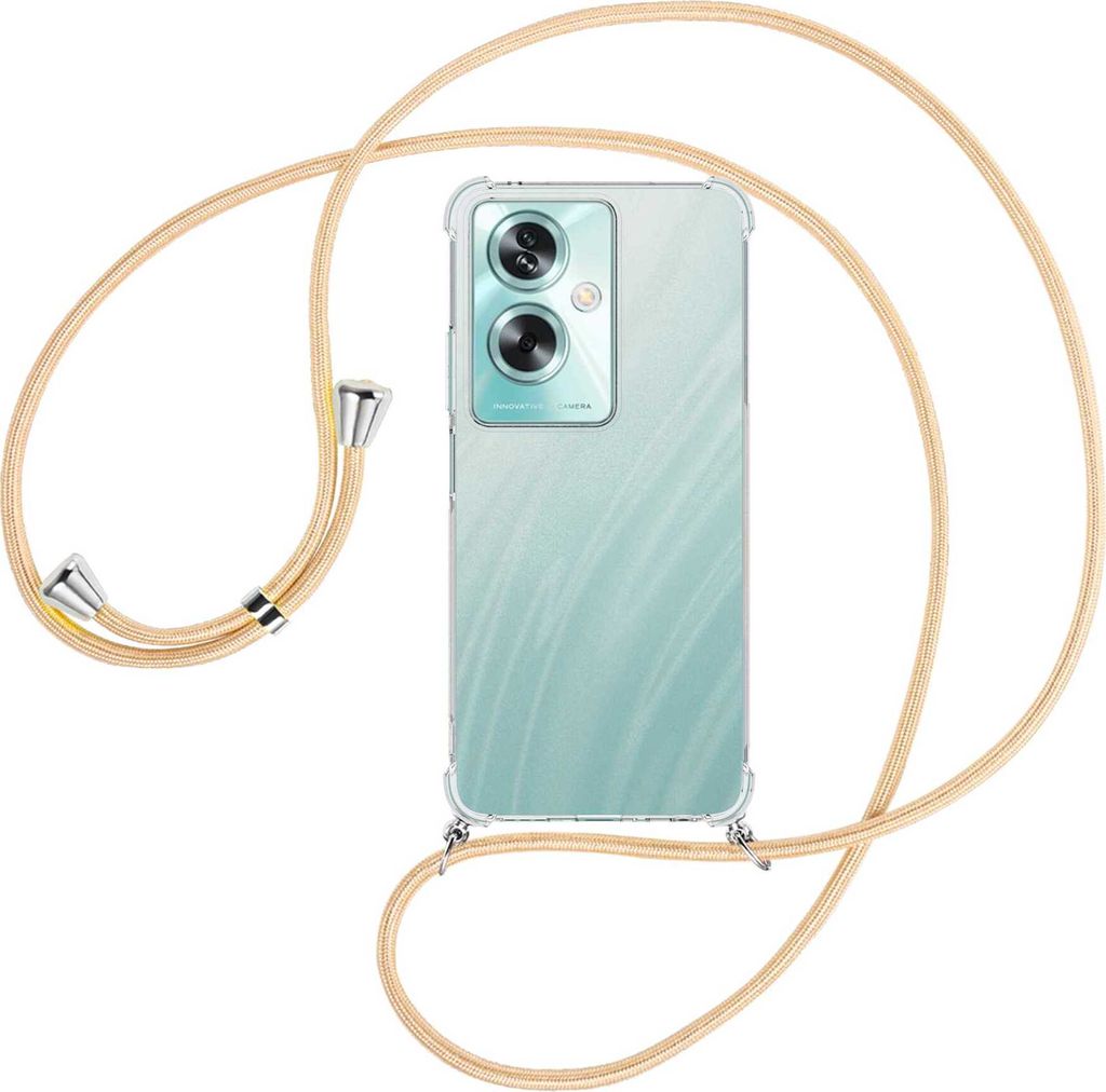Handykette Backcover-Schutzhülle mit Band (Metall silberfarben) für Oppo A79 5G (6.72'') - Goldkordel