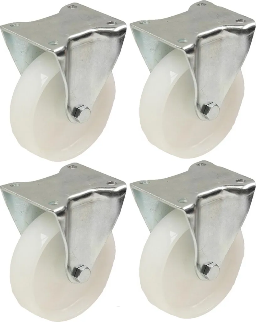 Roulettes 125mm Nylon contre Déformation - Set de 4 Roues Fixes 5 Pouces