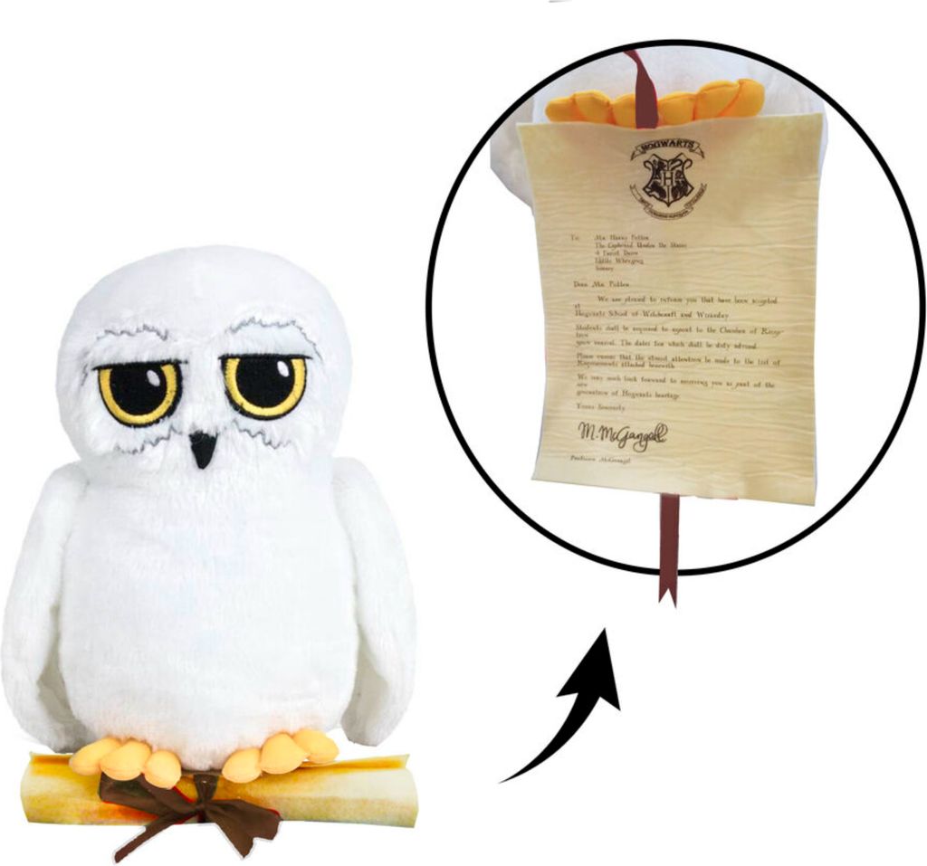 Eule Hedwig mit Brief 20 cm Plüschtier Harry Potter Kuscheltier