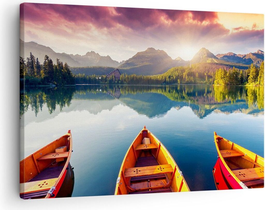 Bild auf Leinwand - Leinwandbild - See Natur - 70x50cm - Wand Bild - Wanddeko - Wandbilder - Leinwanddruck - Bilder - Kunstdruck - Wanddekoration -...