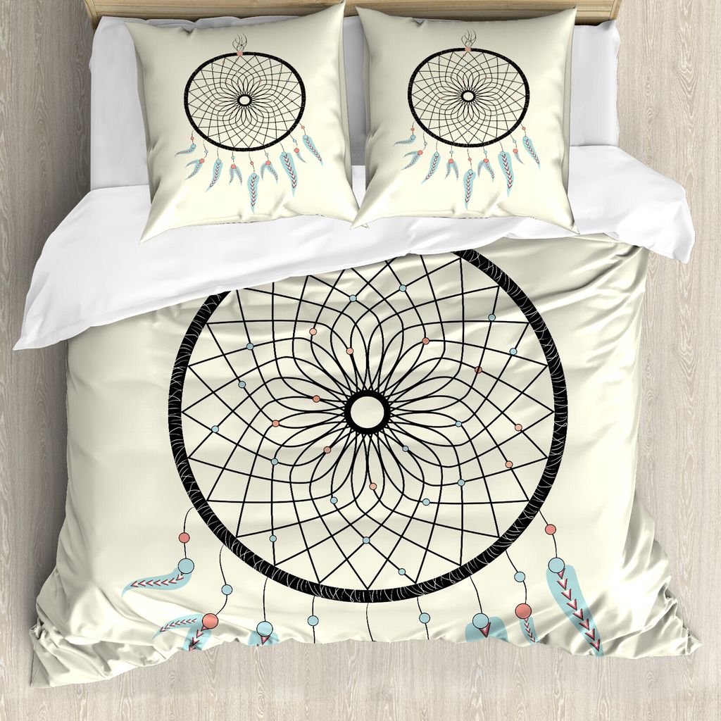 ABAKUHAUS Feder Bettbezug Set für Einzelbetten, Schmutz-Art-Traumfänger, Milbensicher Allergiker geeignet mit Kissenbezug, 200 cm x 200 cm - 80 x...