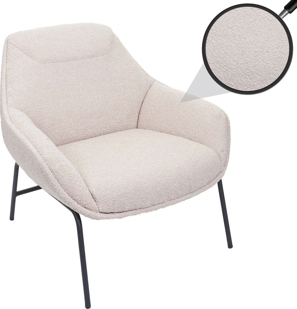 Lounge-Sessel MCW-J77, Cocktailsessel Sessel, Bouclé Stoff Metall creme-beige