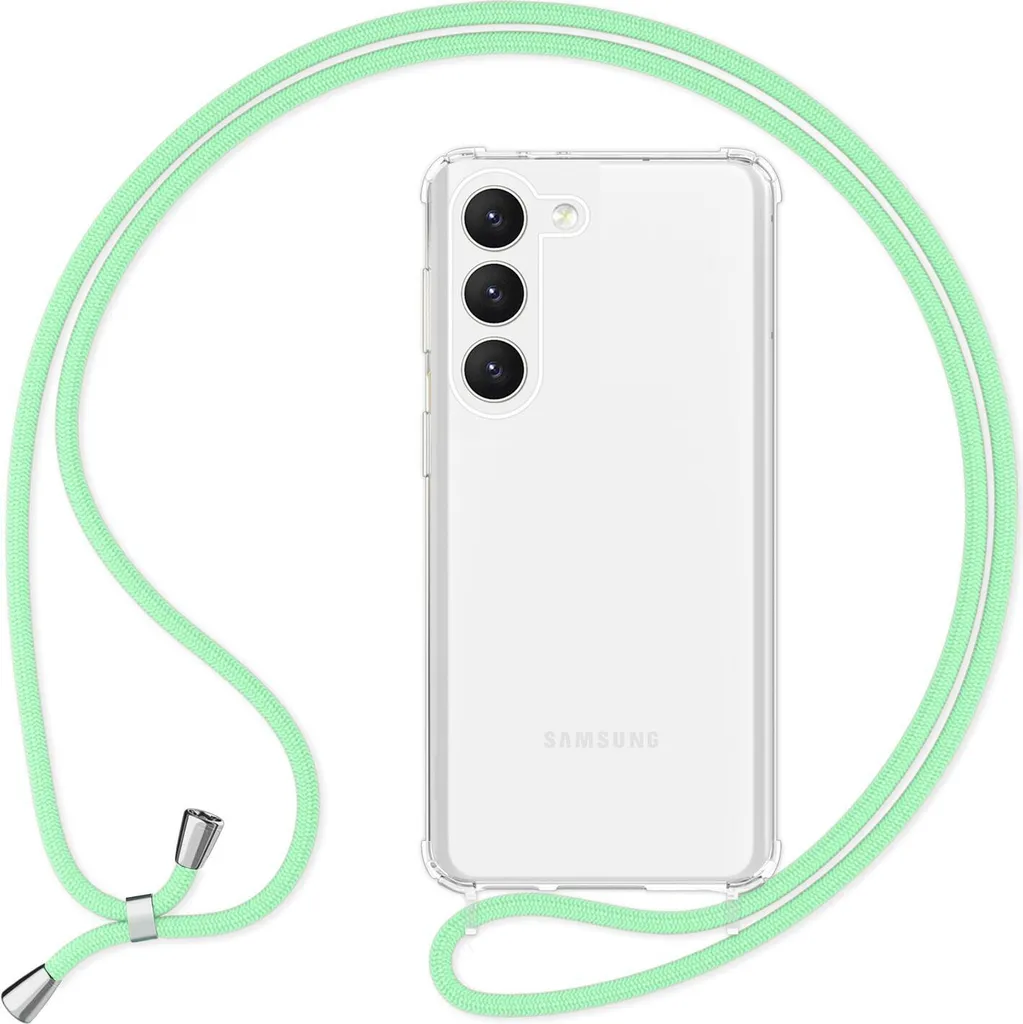 Custodia ibrida trasparente con catena per Samsung Galaxy S23 Verde menta