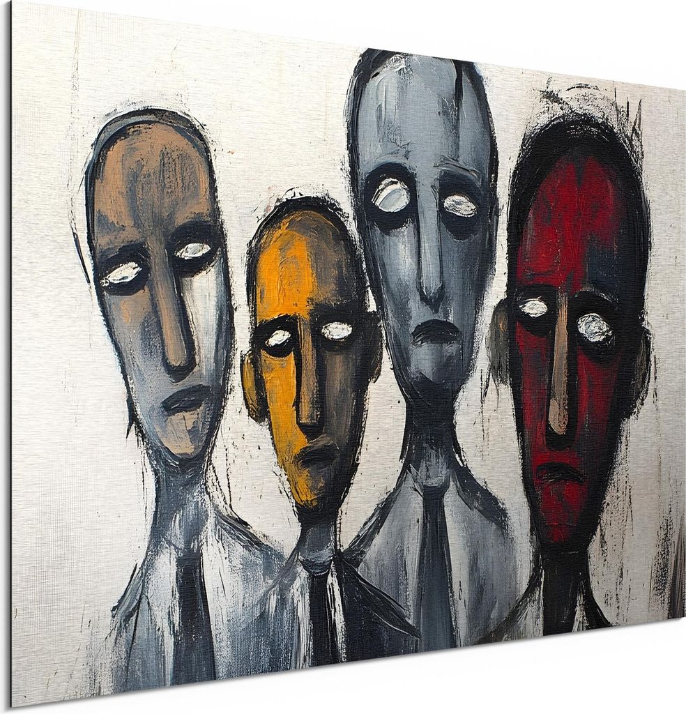 DEQORI Alu-Dibond Bild Silber 60x40 cm 'In der Menge verloren' Wandbild Metall dünn
