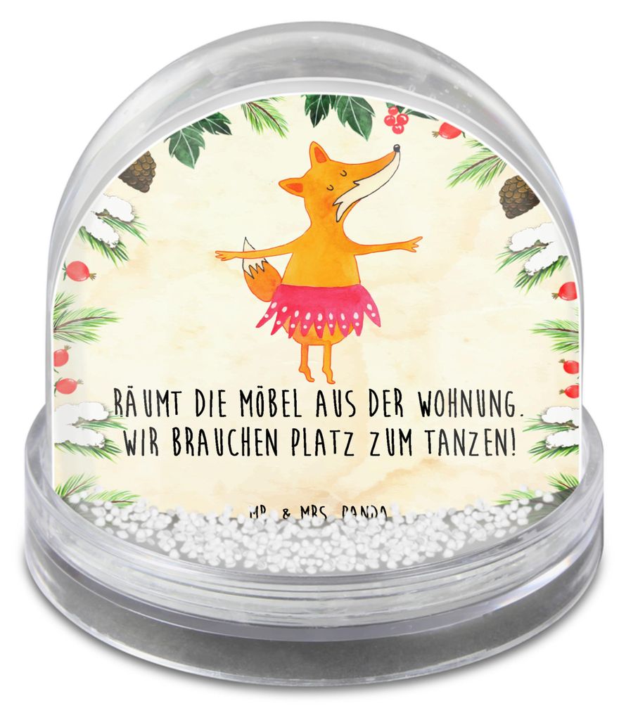 Mr. & Mrs. Panda Weihnachts Schneekugel Fuchs Ballerina - Naturpapier - Geschenk, Feier, Party, Geburtstag, wasserkugel, schnee kugel, dekoartikel,...