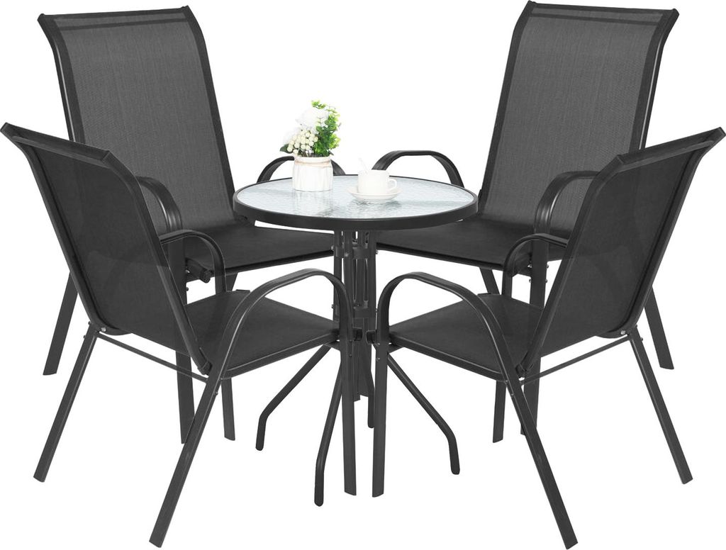Tavolo rotondo ISLAND 60 cm + 4 sedie SOFIA grigio scuro Immagine del prodotto 
