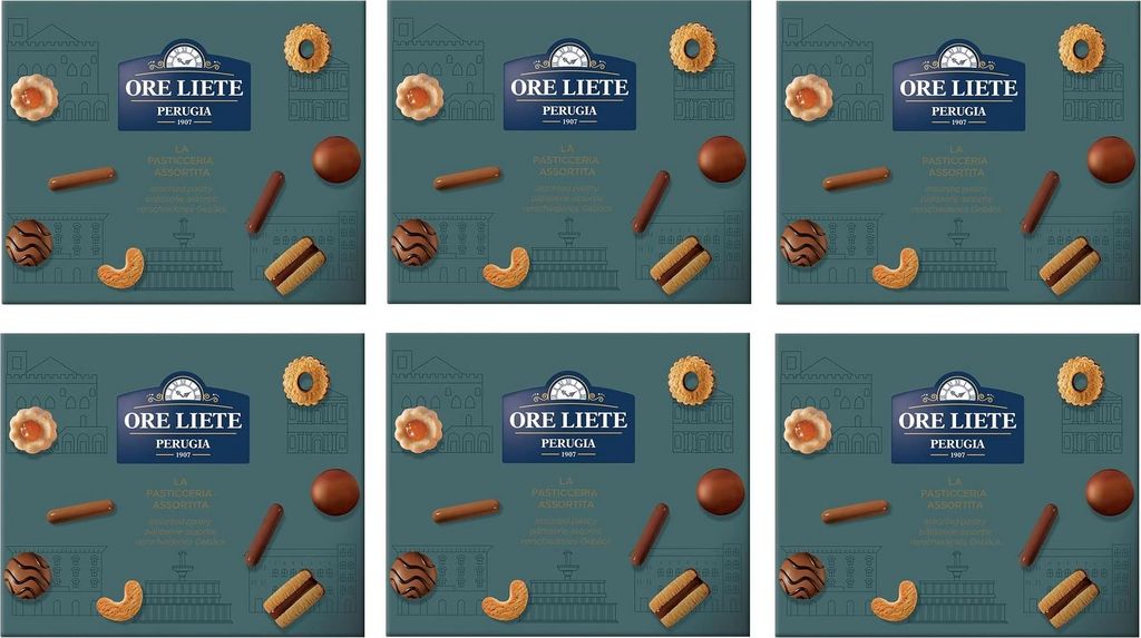 6x Ore Liete Perugia La Pasticceria Assortita Verschiedene Kekse Italienische Spezialität Geschenkbox 350g