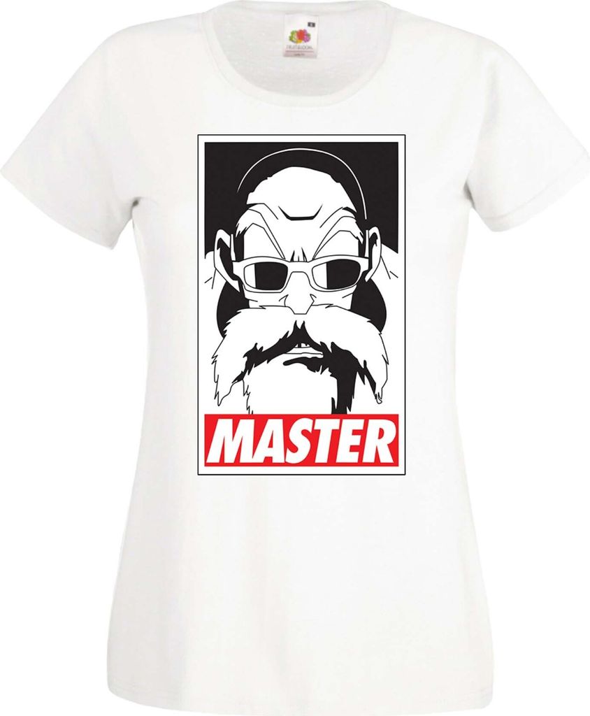 Damen T-Shirt Anime Manga Dragon Anime Manga Ball Z Master Roshi 01 Master Roshi, Lady M / Weiß