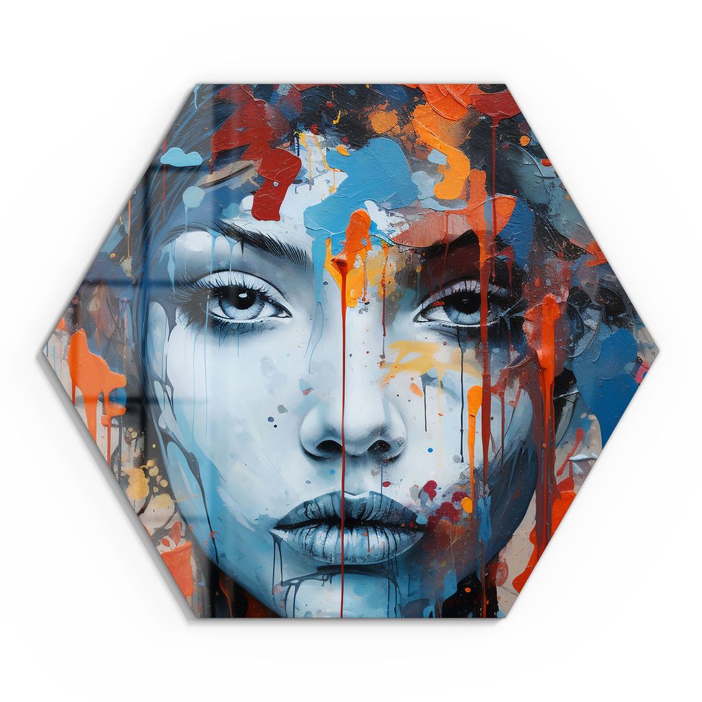 DEQOART Glasbild Echtglas 55x48 cm 'Gesicht der Gefühle' Wandbild Bild modern Deko