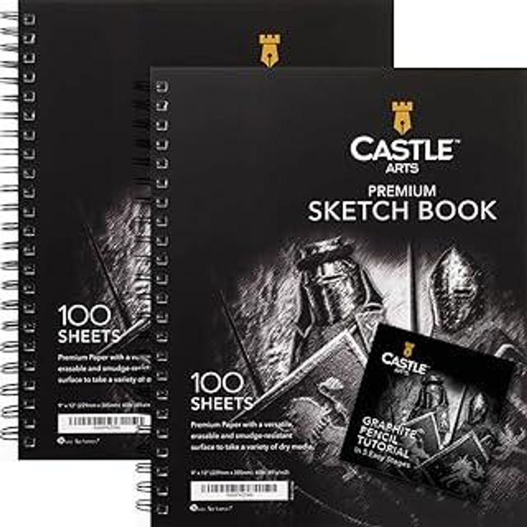 Castle Art Supplies Premium-Skizzenbücher 9in x 12in | Skizzenblock-Doppelpack | 200 Blätter Qualitätspapier 90 gsm | Für erfahrene und neue K...