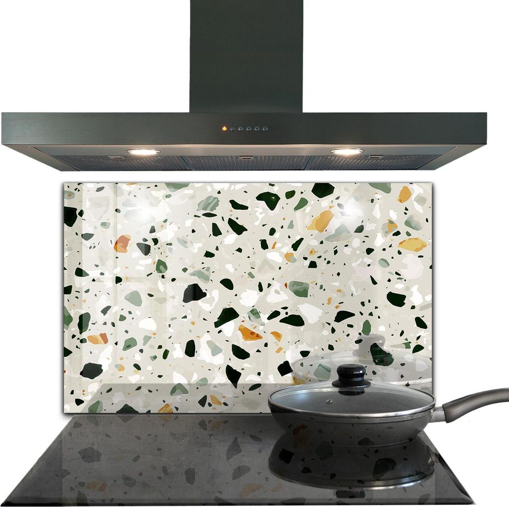 Spritzschutz aus Glas Küchenrückwand - Wandschutz für Herd und Spüle - 100x70 cm - Terrazzo Naturstein