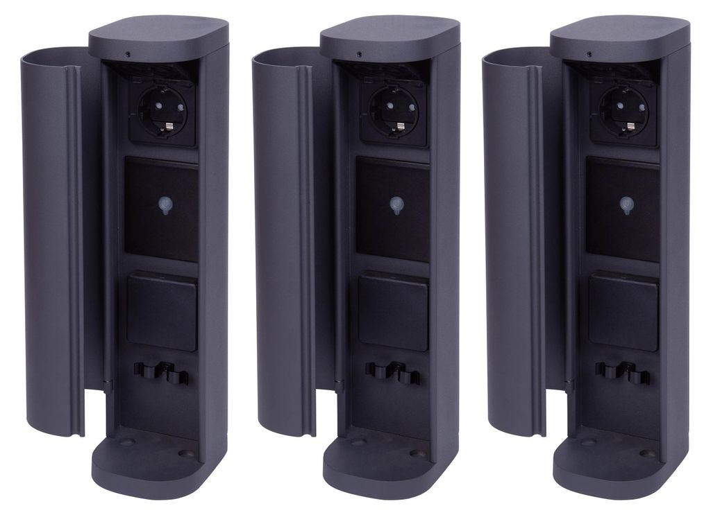 Novatool 3x Gartensteckdose Funk 3-fach Anthrazit SMART Produktbild 