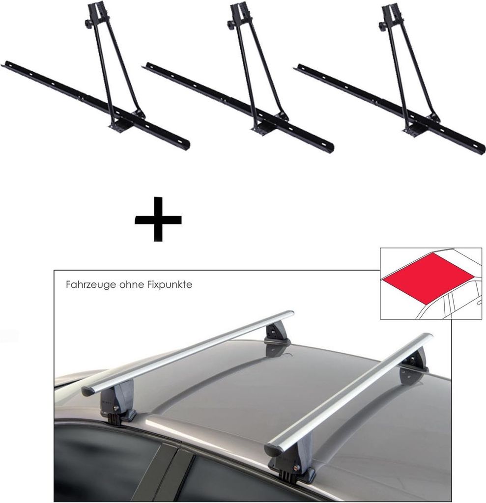 3x Fahrradträger ORION + Dachträger VDP Delta kompatibel mit für Honda Jazz/Fit (GE) (5 Türer) 2007-2014