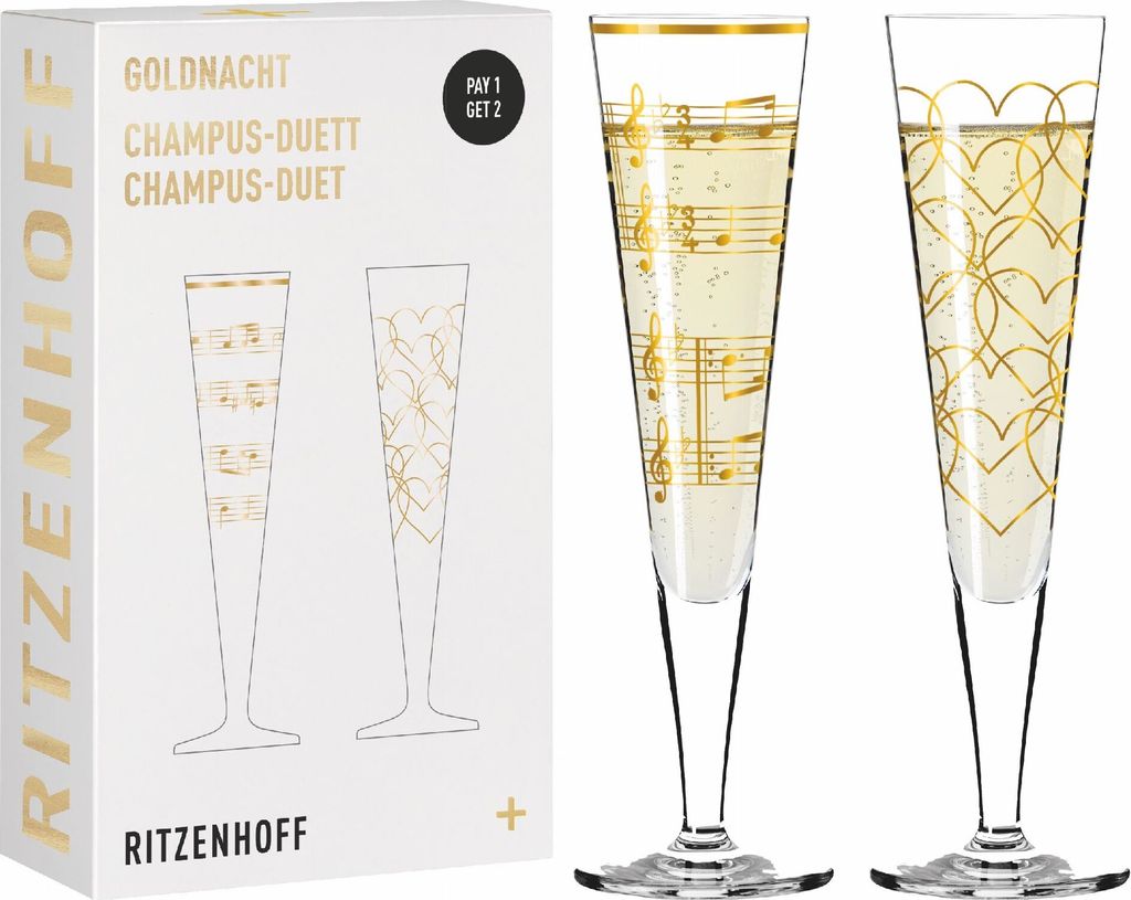 Goldnacht Champagnerglas-Set H23 Von Nathalie Jean | Rurik Mahlberg
