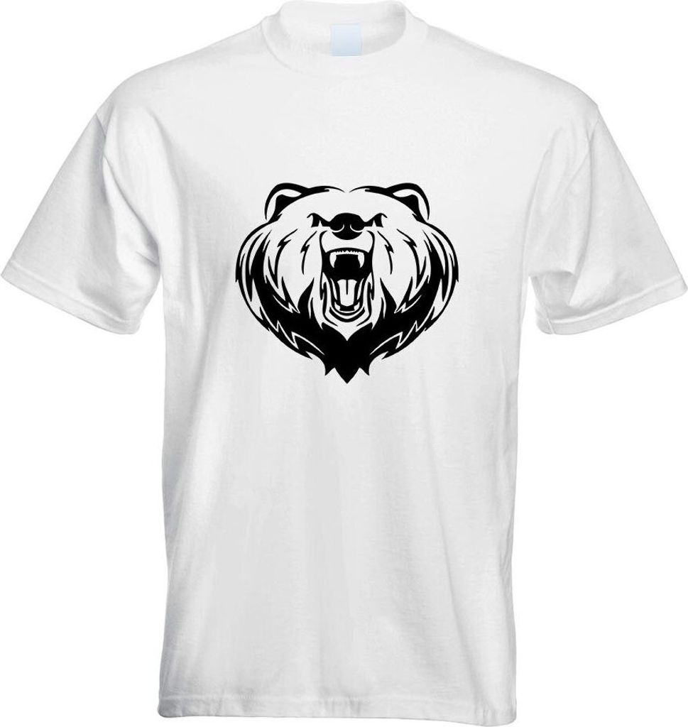 Kiwistar - T-Shirt - Weiss - Grizzly Bear - Bär - Motiv Bedruckt Funshirt Design Print - mit Motiv Bedruckt - Funshirt Design - Sport - Freizeit -...
