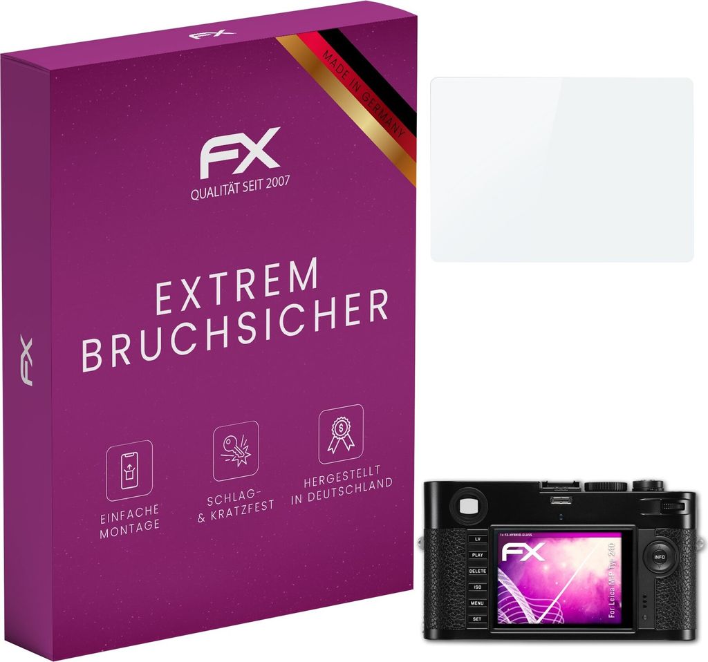 atFoliX FX-Hybrid-Glass Displayfolie kompatibel mit Leica M-P (Typ 240) Glasfolie