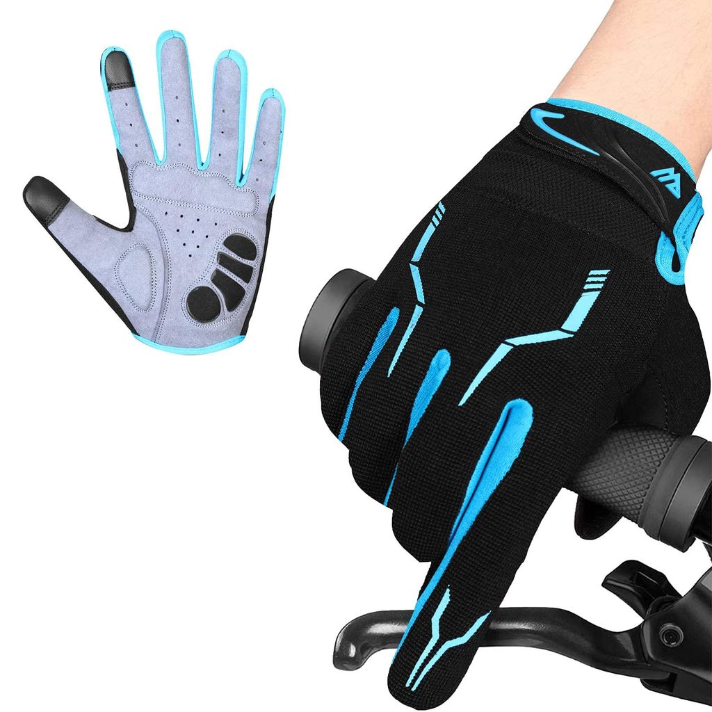 Vollfinger-Fahrradhandschuhe, Mountainbike-Handschuhe, Touchscreen-kompatible Mountainbike-Handschuhe, gepolstert, rutschfest, Rennrad- und Mountai...