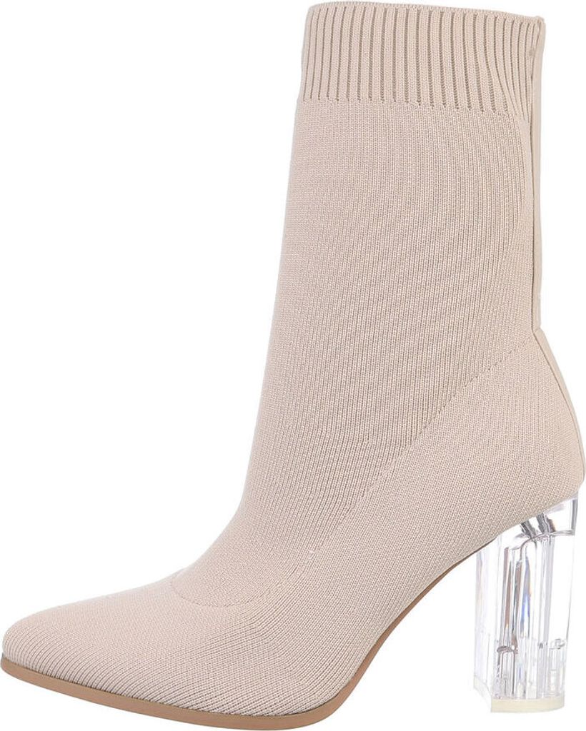 Ital-Design Damen Stiefeletten Textiloptik High-Heel Stiefeletten 84338437 Beige Gr. 39