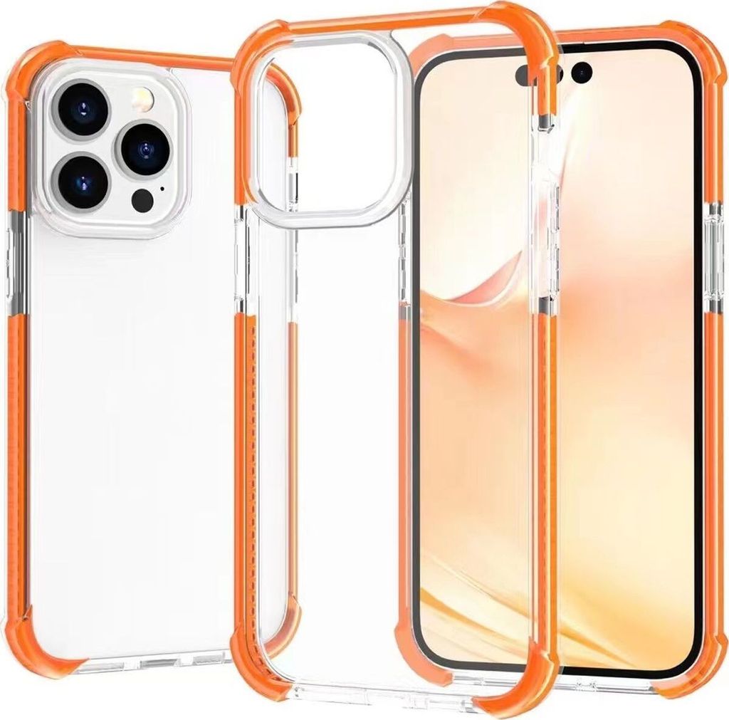 Mobigear Full Bumper iPhone 14 Pro Max Hülle Hardcase Backcover Stoßfest - Transparent / Orange