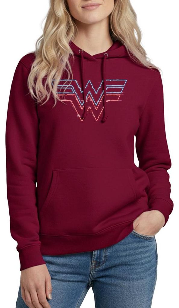 Spreadshirt Wonder Woman 1984 Logo Neon Karneval Damen Hoodie, XXL, Bordeaux