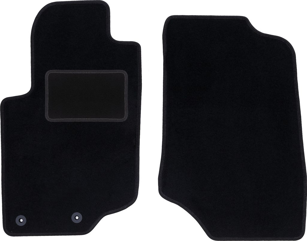 Velours-Fußmatten Vorne passend für Peugeot 207CC (Coupé, Cabrio, Bj. 2006-2012) – schwarz, passgenau, mit Befestigungen set 2 Stk. - STANDARD